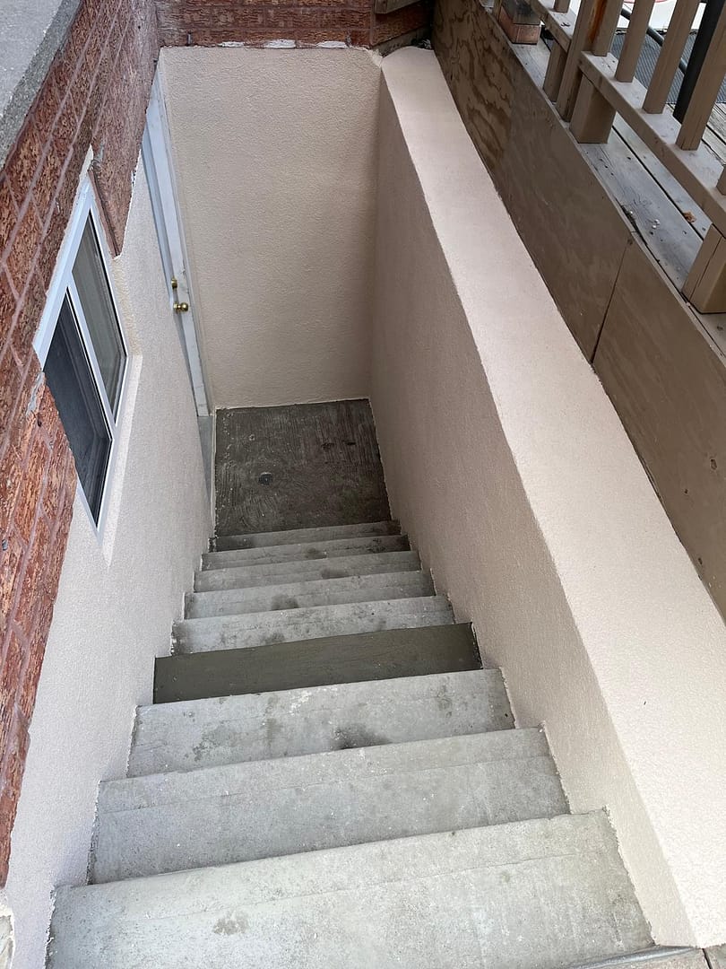 Basement Entrance Cement and Color Parging